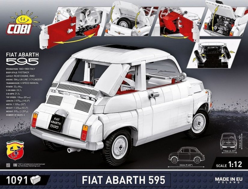 Fiat Abarth 595, 1:12 - Plastová stavebnice COBI