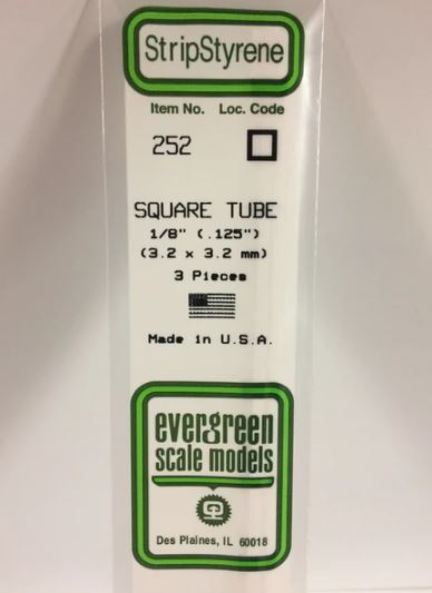 Plastový profil čtvercový dutý, 3,2x3,2mm, délka 350mm