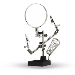 Stojánek s lupou a dvěma přidržovacími svorkami