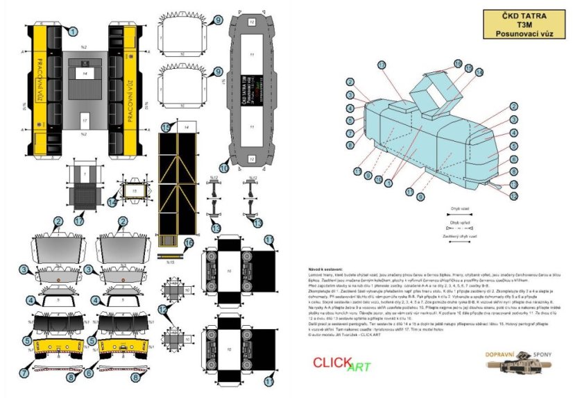 Tramvaj ČKD Tatra T3M - posunovací vůz  - Praha