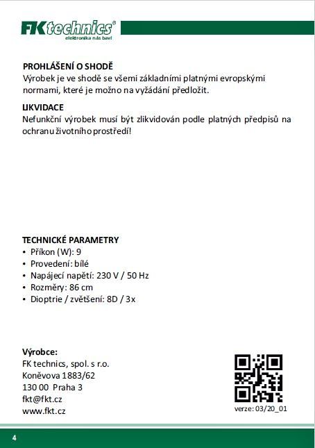 Stolní lupa s osvětlením LED, 8D, 3X