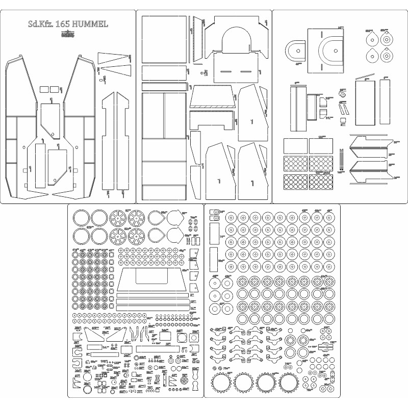Sd.Kfz. 165 Hummel - Laserové doplňky - kostra, detaily