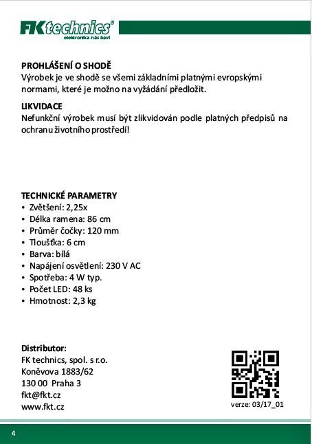 Stolní lupa s osvětlením LED, 5D, 2,25X