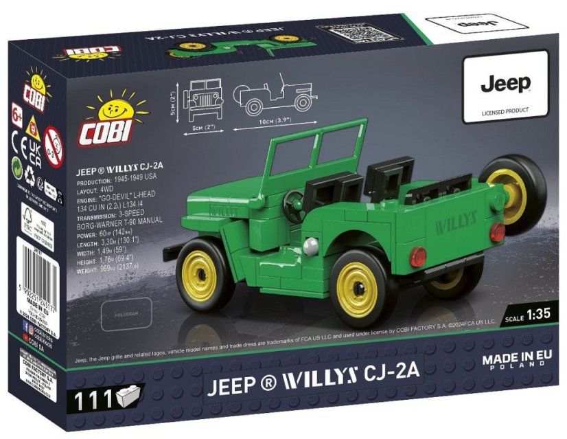 Jeep Willys CJ-2A - zelený - Plastová stavebnice COBI