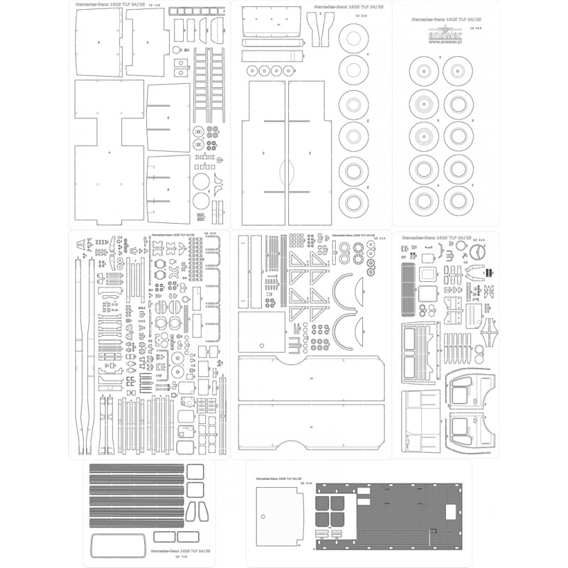 Mercedes-Benz 1625 TLF 24/50 - Laserové doplňky - kostra, detaily, dezény