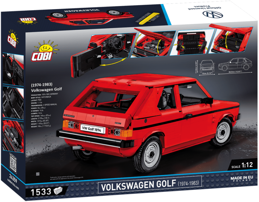 Volkswagen Golf 1974, 1:12 - Plastová stavebnice COBI