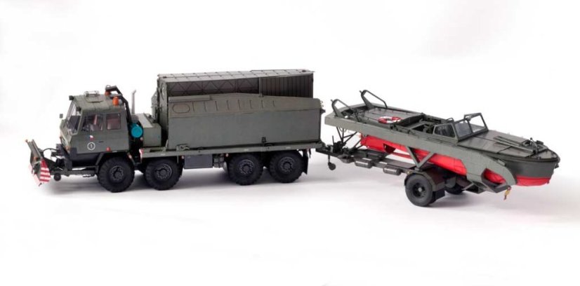 Nosič pontonového sytému Tatra 815 PMH s radlicí a břehovým dílem