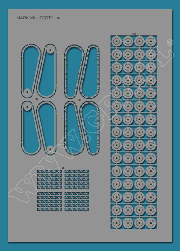 Mark VIII Liberty - Laserové doplňky - kostra, díly kol, detaily