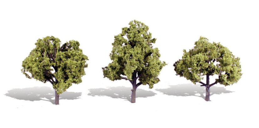 Listnaté stromky - Světle zelená - 10,1cm - 12,7cm - 3ks