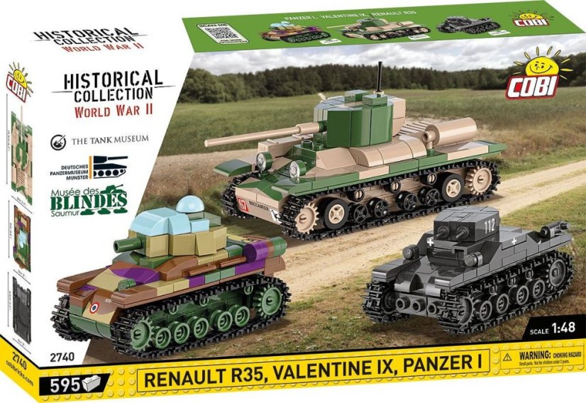 Set tanků Renault R35, Valentine IX, Panzer I - Plastová stavebnice COBI