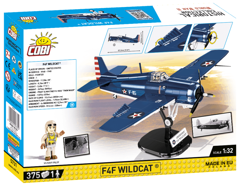 Grumman F4F Wildcat WWII - Plastová stavebnice COBI