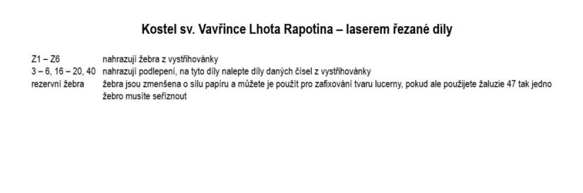 Kostel sv. Vavřince Lhota Rapotina - Laserové doplňky - kostra, detaily