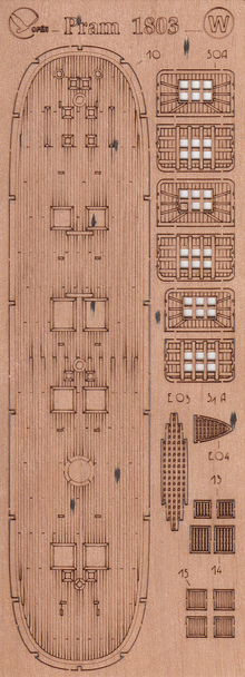 Pram Boulognské flotily - Laserové doplňky - dřevěná paluba