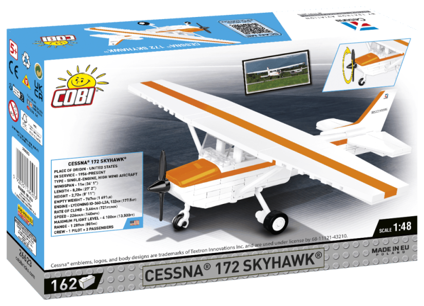 Cessna 172 Skyhawk - bílo-oranžová - Plastová stavebnice COBI