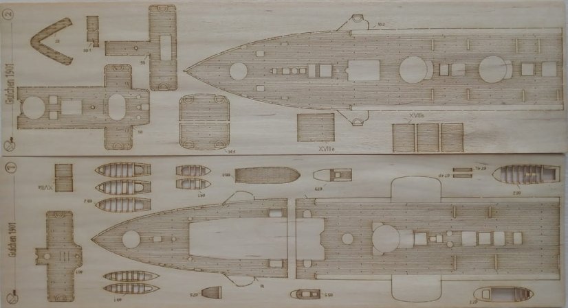 Křižník Guichen 1901 - Laserové doplňky - dřevěná paluba