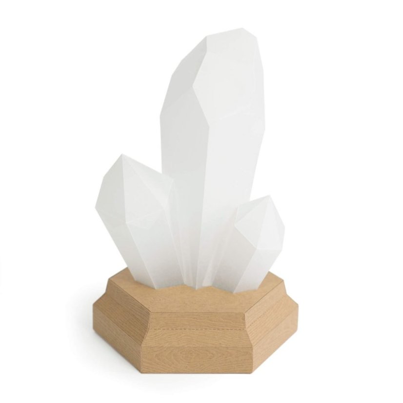 Svítící krystal - bílý + dřevo