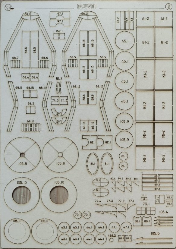 Bitevní loď Bouvet - Laserové doplňky - kostra