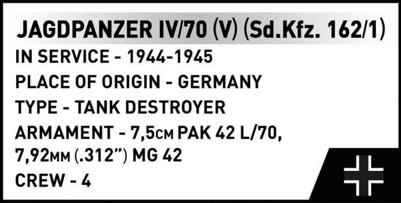 JAGDPANZER IV/70 (V) WWII - Plastová stavebnice COBI