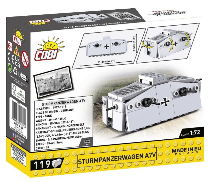 Mini Tanky - Sturmpanzerwagen A7V - Plastová stavebnice COBI