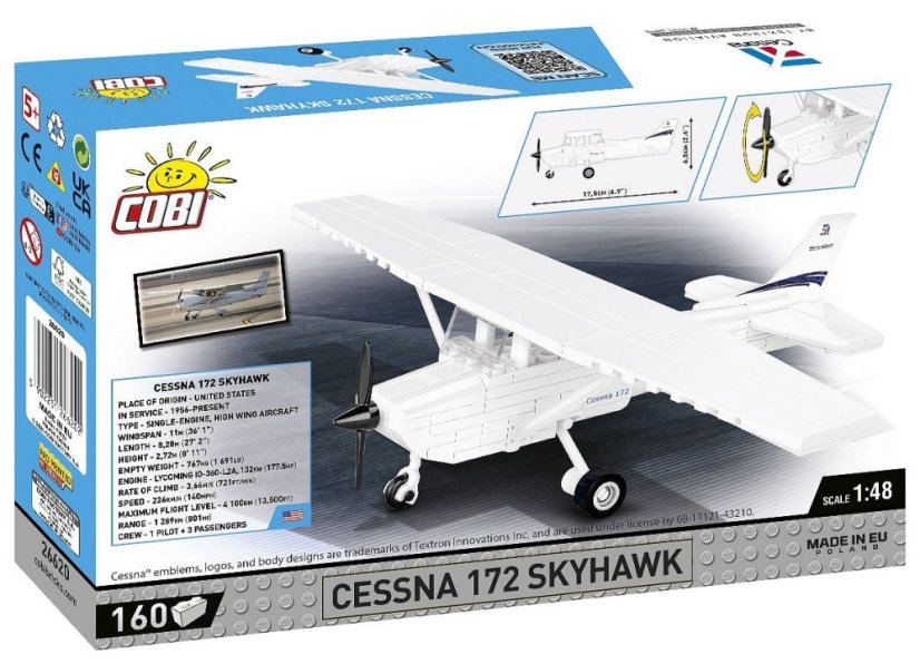 Cessna 172 Skyhawk - bílá - Plastová stavebnice COBI