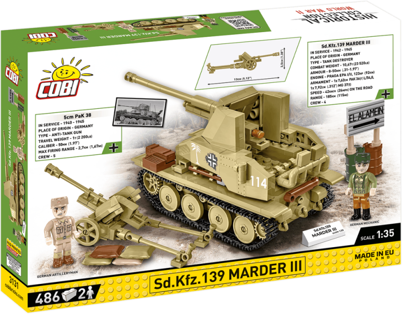 Sd.Kfz. 139 MARDER III WW II - Plastová stavebnice COBI