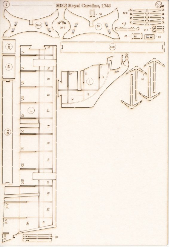 HMS Royal Caroline - Laserové doplňky - kostra