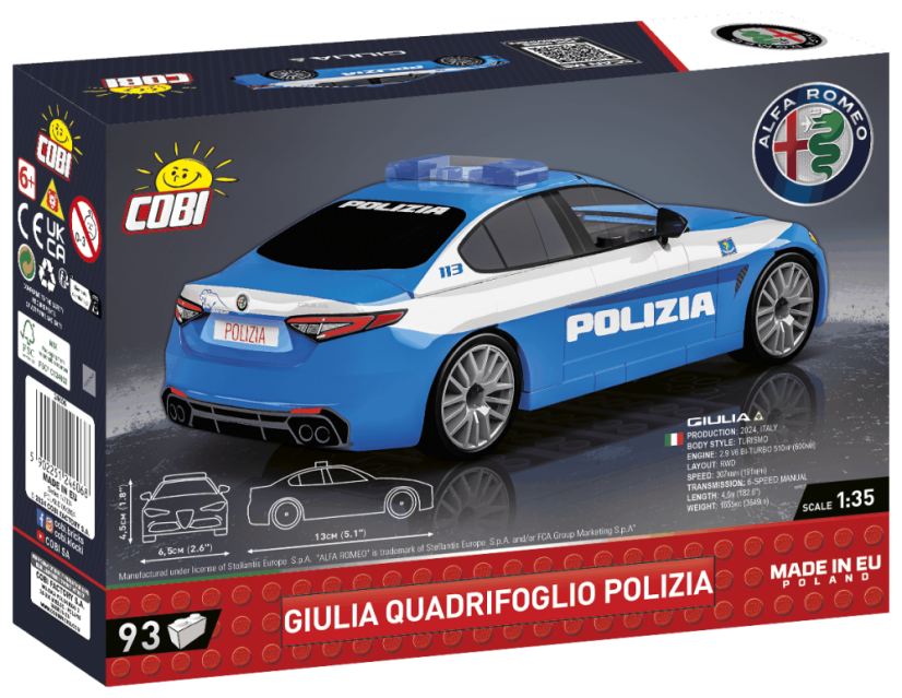 Alfa Romeo Giulia Quadrifoglio - Polizia - Plastová stavebnice COBI