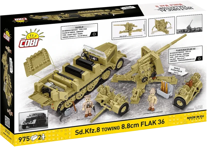 Sd. Kfz. 8 ťahajúci 8,8 cm Flak 36 - Plastová stavebnica COBI