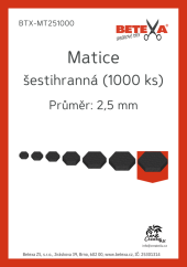Matice šestihranná, 2,5mm, 1000ks