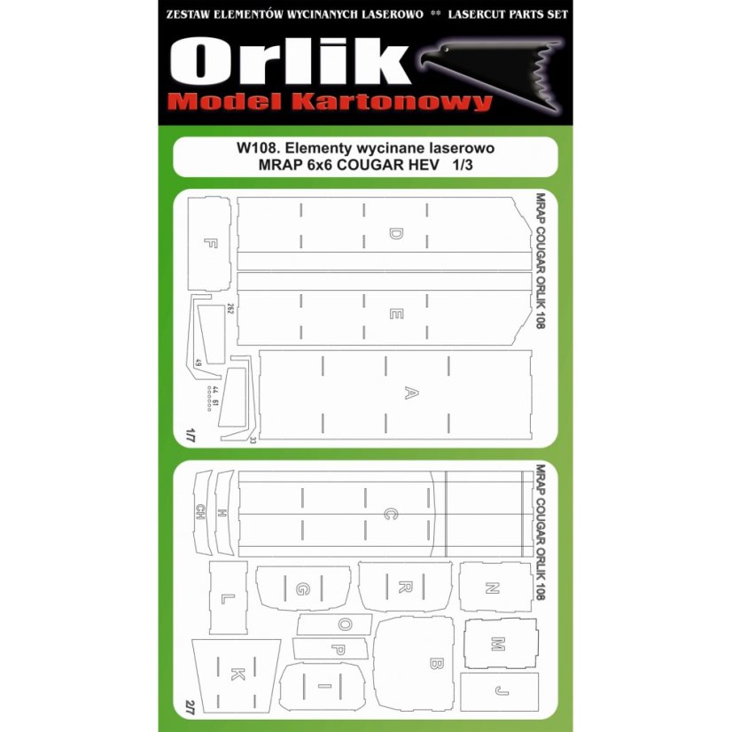 MRAP 6x6 Cougar HEV - Laserové doplňky - kostra, detaily, dezény