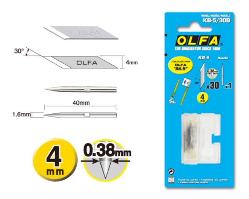 Náhradní čepele + jehla pro AK-5 - KB-5/30B