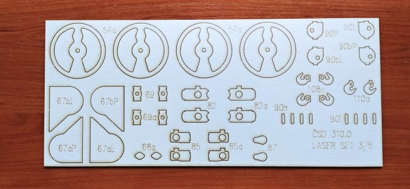 Parní lokomotiva řady 310.0 ČSD - Laserové doplňky - kostra, detaily