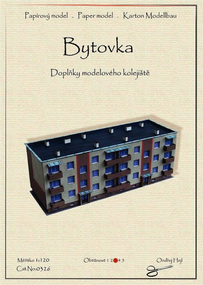 Papírový model obytné Bytovky