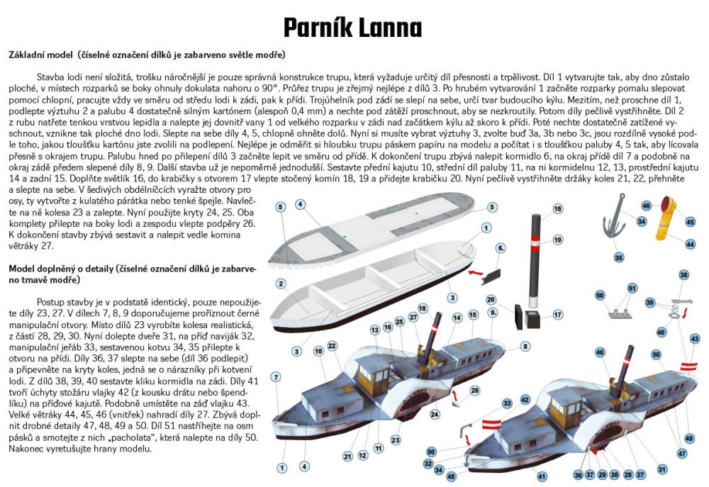 Papírový model parníků Vltava a Lana