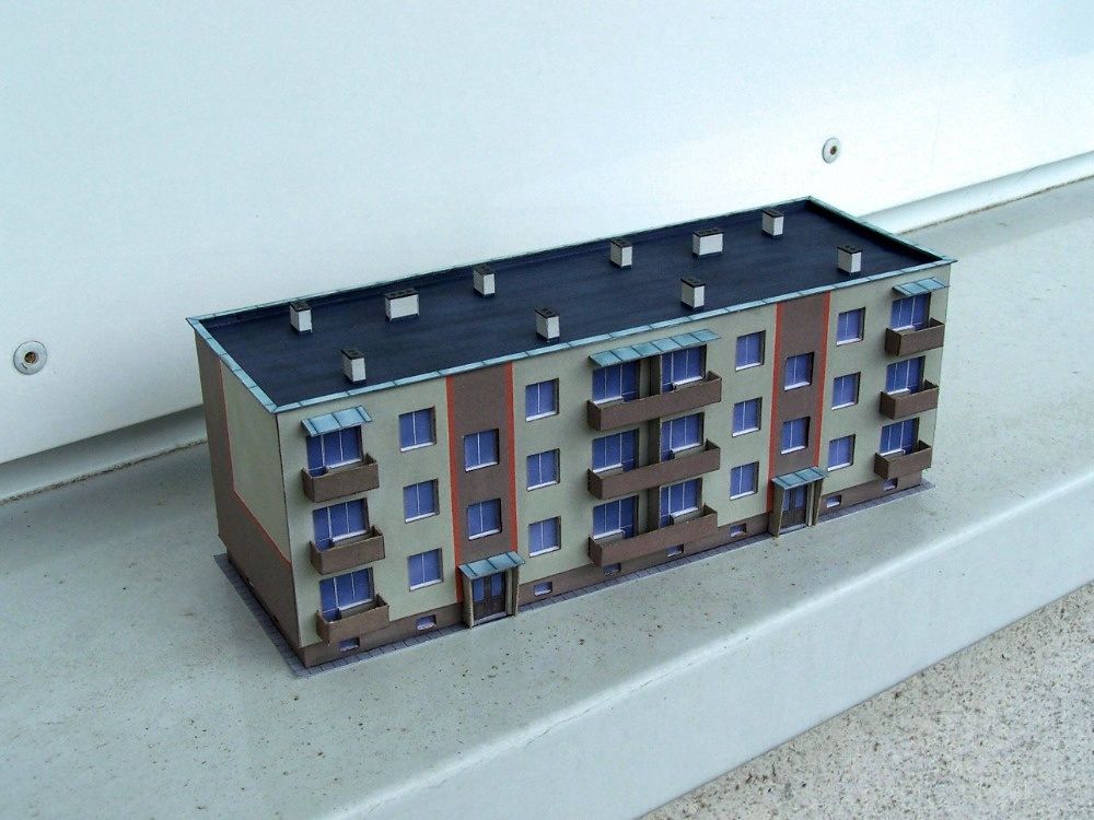 Papírový model obytné Bytovky