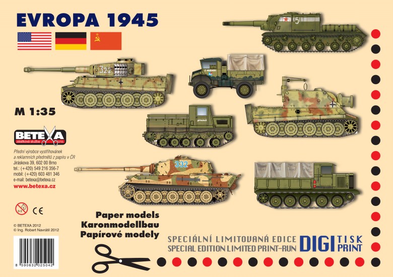 Papírový model vojenské techniky Evropa 1945