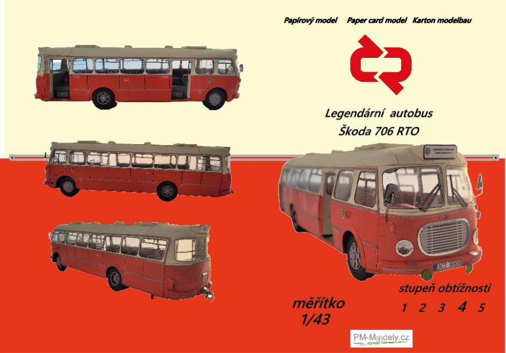 Papírový model autobusu Škoda 706 RTO