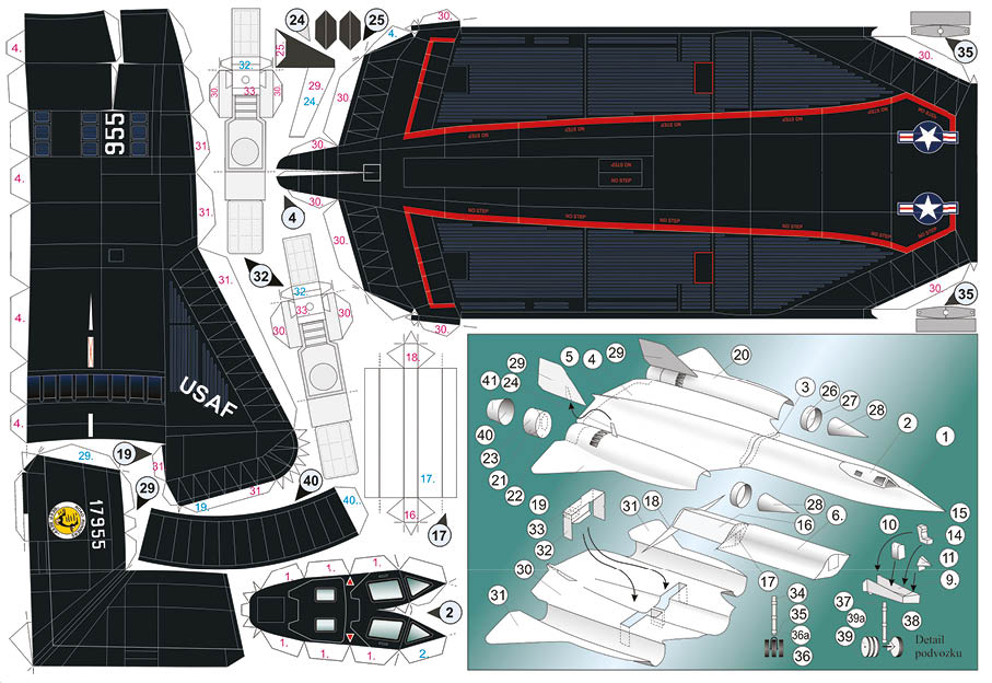 Papírový model proudového letadla Lockheed SR-71 Blackbird